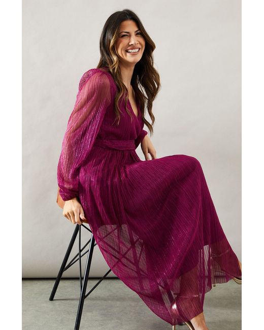 Wallis Purple Occasion Plisse Wrap Midaxi Dress