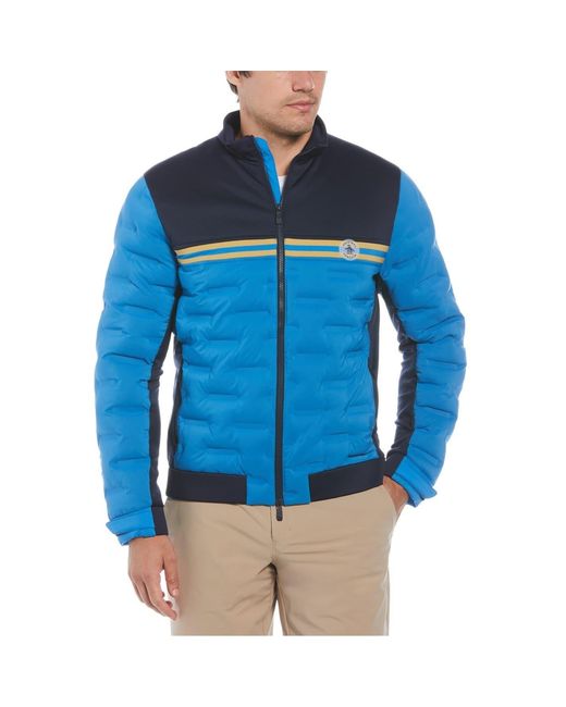 Original Penguin Blue Lsflzp Mock Neck Performance Jacket for men
