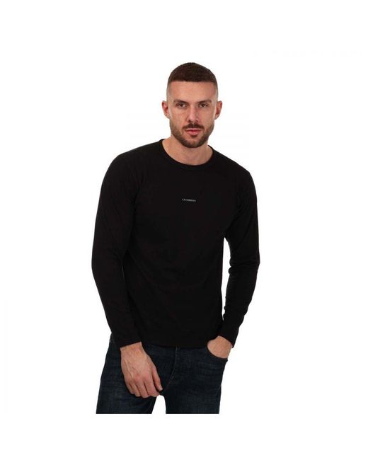 C P Company Black Brushed Jersey Long Sleeve T-Shirt for men