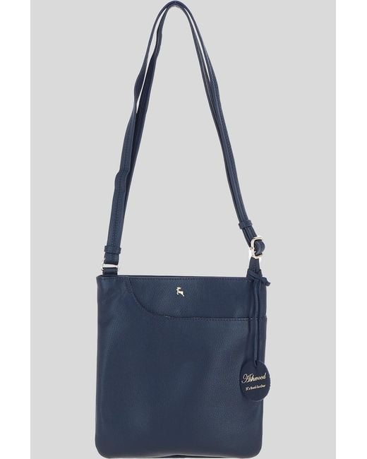 Ashwood Leather Blue 'Melodia' Real Curve Pocket Crossbody Bag