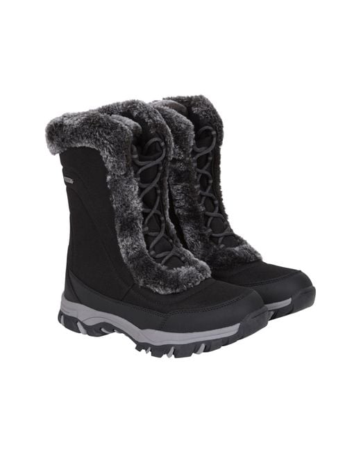 Mountain Warehouse Black 'Ohio' Snow Boots Faux Fur Thermal Proof Everyday Winter Shoes for men