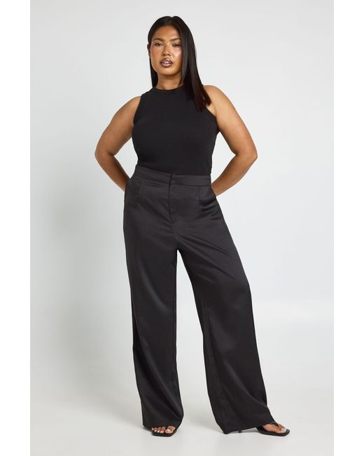 Boohoo Blue Plus Marl Mid Rise Tailored Trouser