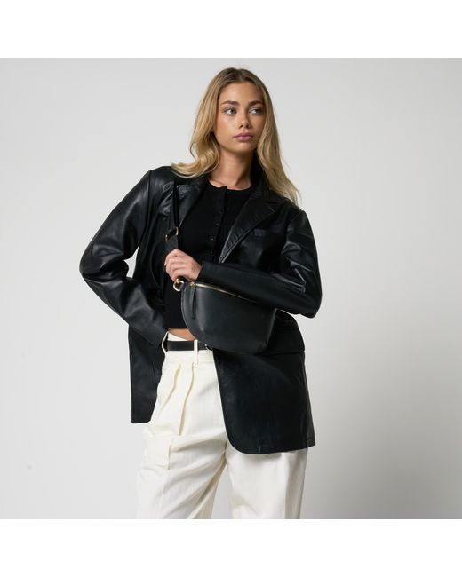 Barney's Originals Black Real Leather Cross Body Bag