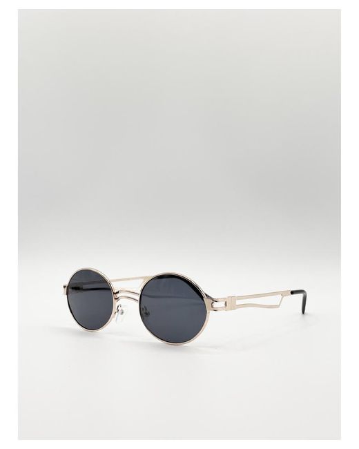 SVNX Blue Retro Round Sunglasses