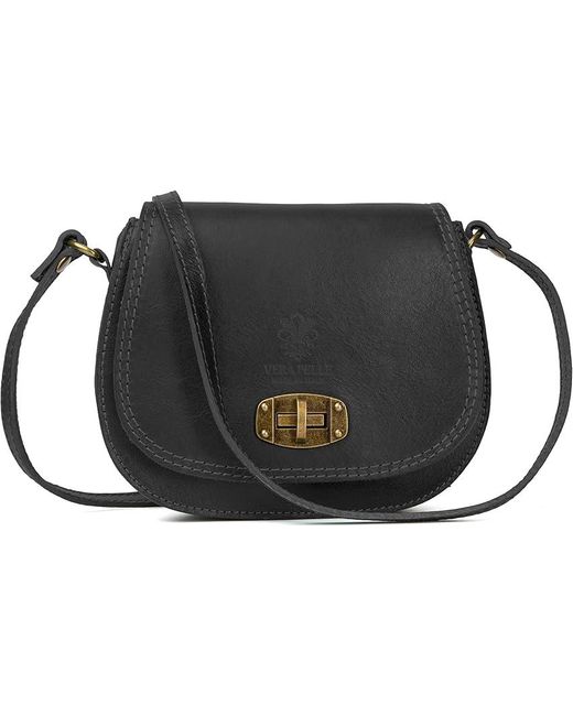 Woodland Leathers Black Genuine Italian Leather Cross Body Bag