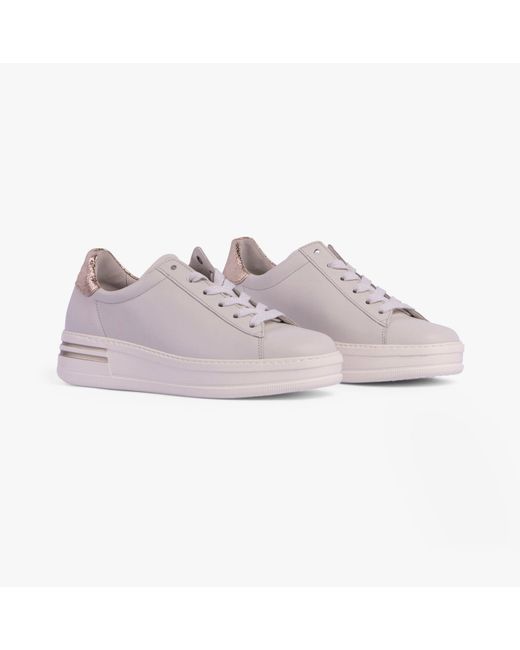 Gabor Pink Keystone Trainers Off- Leather