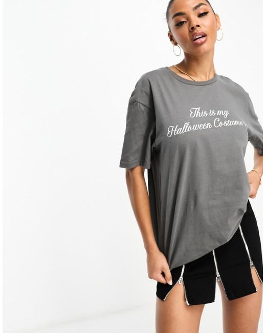 In The Style Gray Halloween Costume Motif T-Shirt