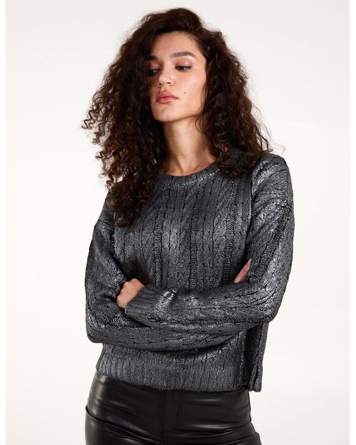 Blue Vanilla Black Metallic Printed Cable Jumper