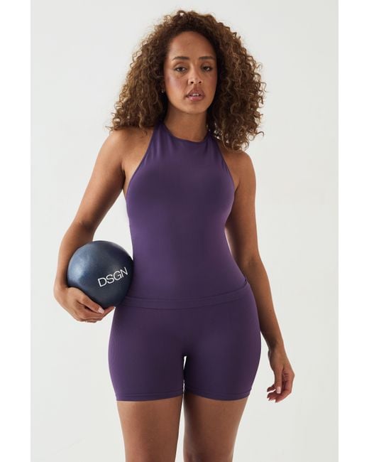DSGN Studio Purple Sport Contour Seamless High Neck Padded Active Top