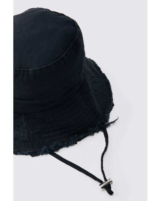 BoohooMAN Black Bucket Hat With Drawstring for men