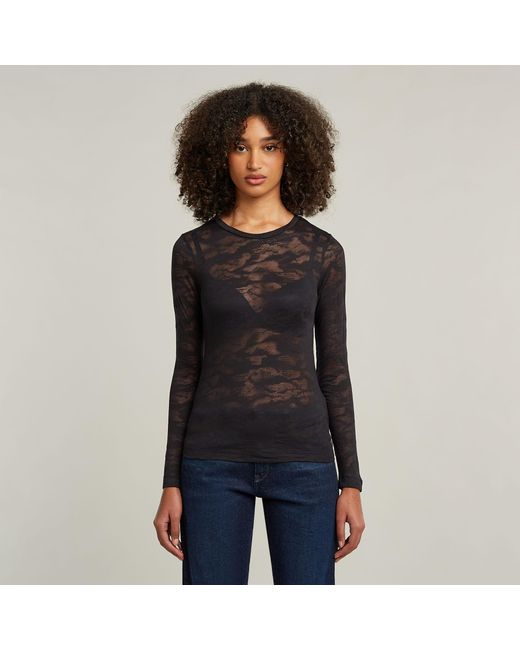 A lijn Slim Rib Mock t ls wmn, rood (Maroon D26905-e136-671