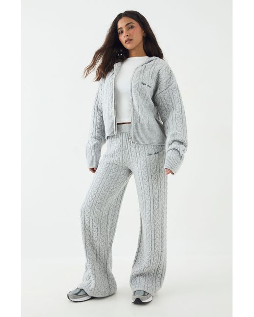 DSGN Studio Gray Cable Knit Straight Leg Trouser