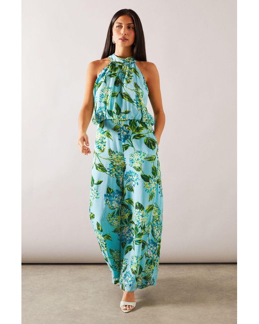 Wallis Green Viscose Floral Printed Jumpsuit