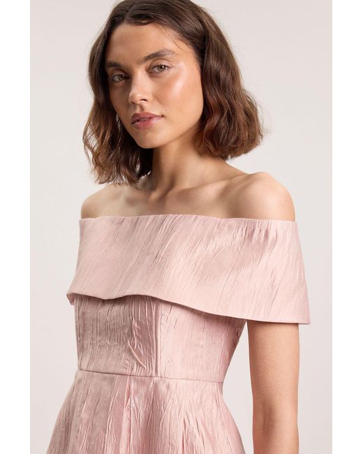 Karen Millen Pink Textured Tailored Twill Bandeau Top