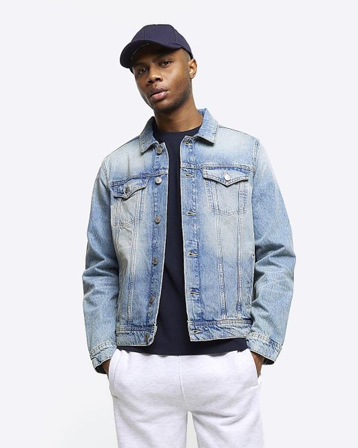 River Island Blue Denim Jacket for men