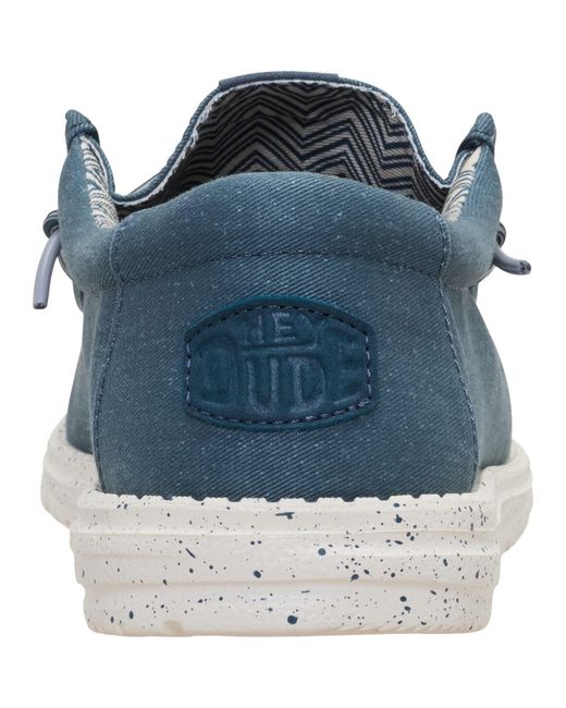 HeyDude Blue Heydude Wally Stretch Cotton Dark Slate Moccasins Shoes for men