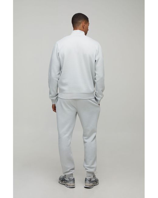 BoohooMAN Gray Regular 1/4 Funnel Sweatshirt And Slim Leg Jogger for men