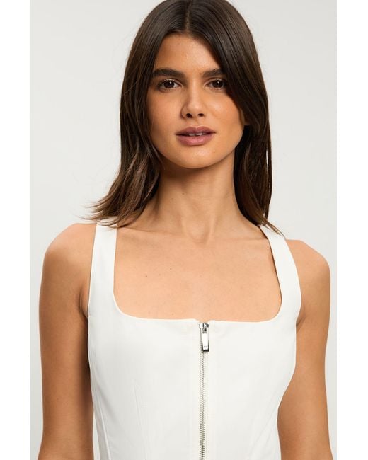 Karen Millen White Petite Tailored Cotton Sateen Full Midi Dress