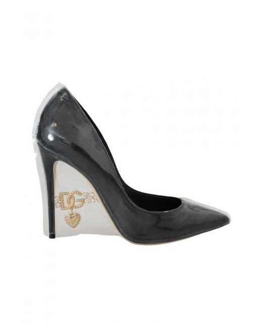 Dolce & Gabbana Black Leather Heels Pumps Plastic Wrapped Shoes