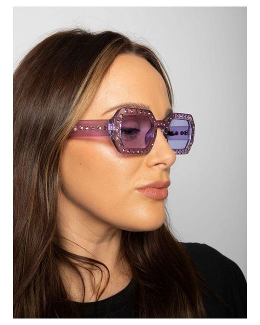 SVNX Purple Oval Festival Glasses With Gem Detail