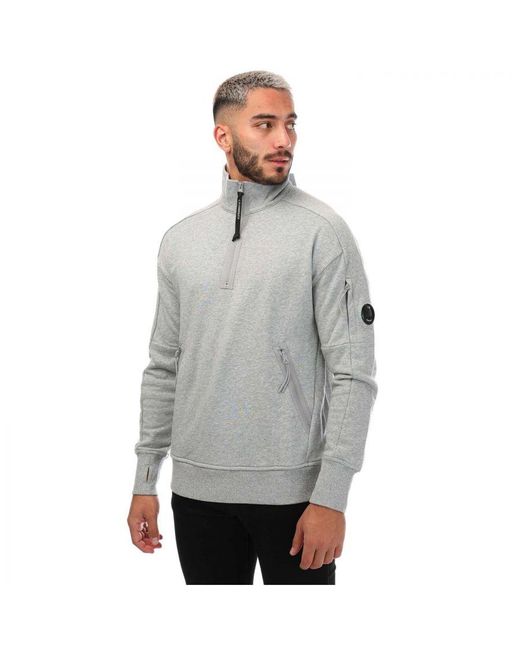 C P Company Diagonal Raised Sweatshirt Met Halve Rits In Grijs in het Gray voor heren