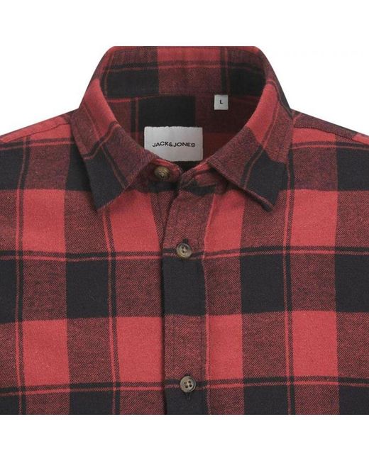 Jack & Jones Red Shirt Long-Sleeved Slim Fit Checked For for men