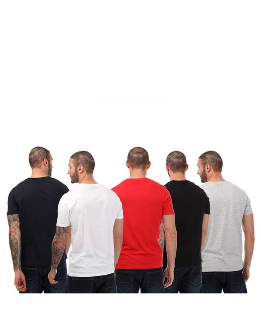 Duck and Cover Red Errington 5 Pack T-Shirts for men