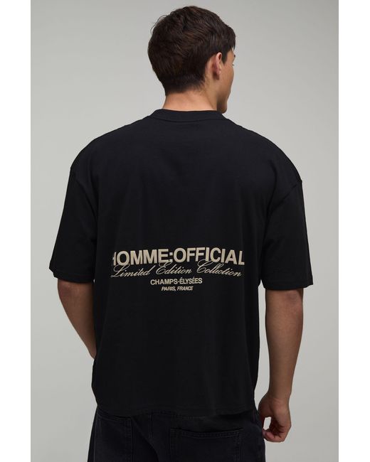 BoohooMAN Black Oversized Boxy Homme Rubber Print T-Shirt for men