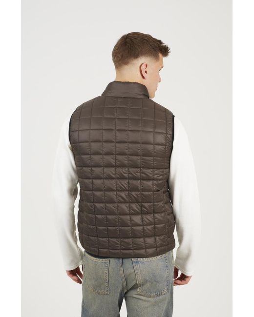 Brave Soul Brown Dark Lightly Padded Box Quilted Gilet for men