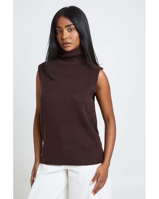 Boohoo Purple Soft Knit Roll Neck Knitted Tank
