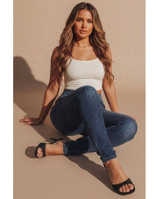 Femme Luxe Blue High Waisted Bum Lift Skinny Jeans- Caina