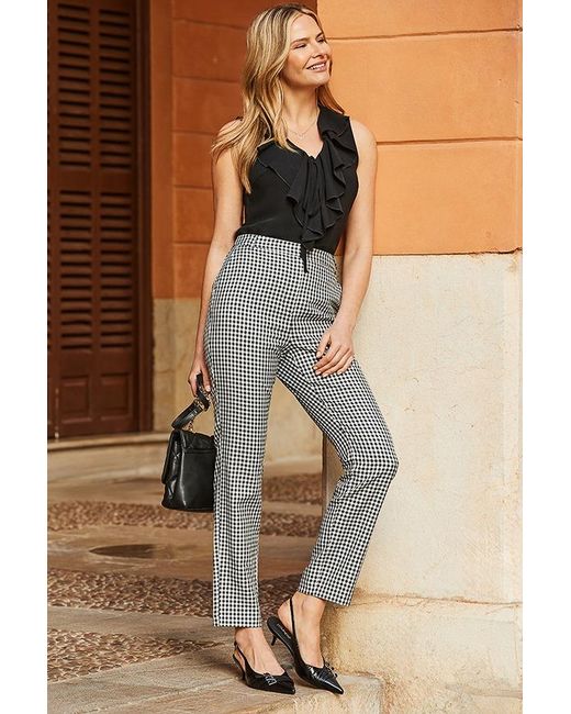 Sosandar Brown Gingham Tapered Trouser