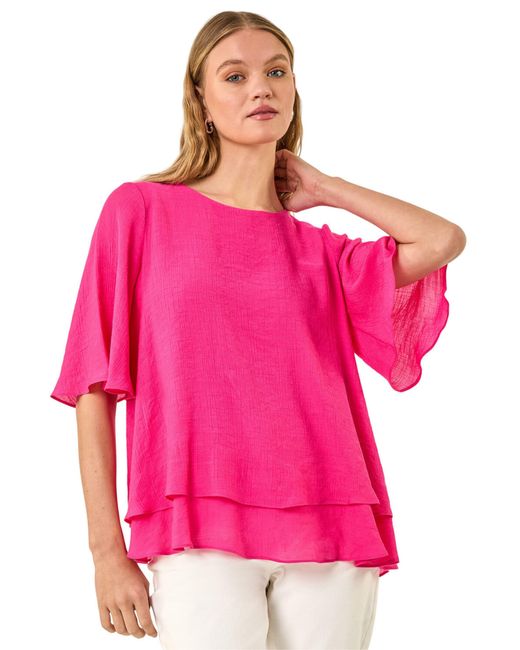 Roman Pink Double Layered Tunic Top