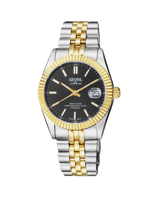 Gevril Metallic West Village 48903 Sellita Sw200, Swiss Automatic Two Toned Stainless Steel Watch for men