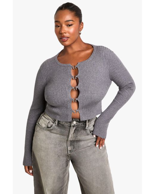 Oversized Cardigan Boohoo Grey Cardigan Plus Knitted Oversized