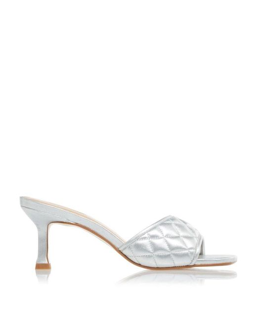 Dune White Ladies Maison Quilted Mules Leather