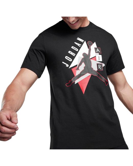 Nike Black Fd7301 Air Jordan Graphic Crew Neck T Shirts Athletic Cotton Retro Tee for men