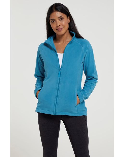 Mountain Warehouse Blue 'Raso' Fleece Jacket Full Zip Soft Touch Warm Outdoors Layer Breathable Gilet