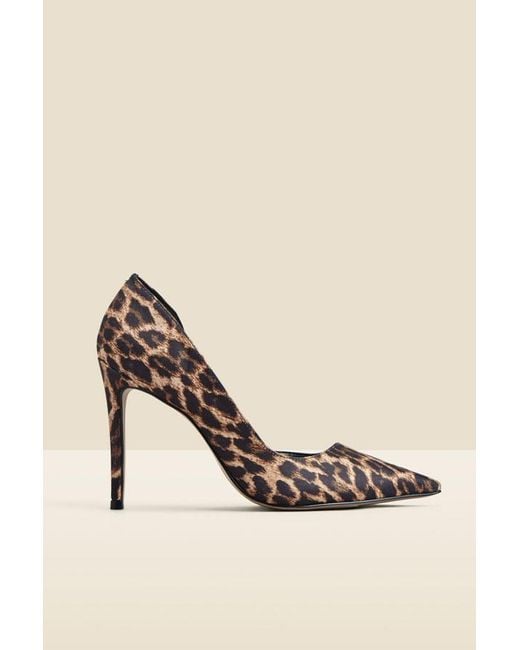 Sosandar Natural Leopard Print Cut Out Detail Stiletto Heel Court Shoes