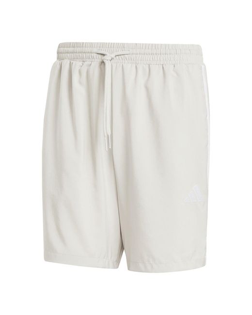 Adidas White Essentials 3 Stripes Shorts for men