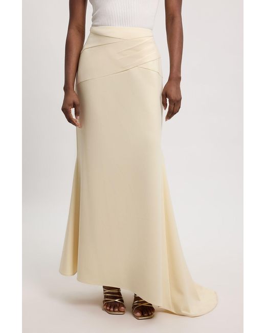 Karen Millen Natural Compact Strech Waterfall Maxi Skirt
