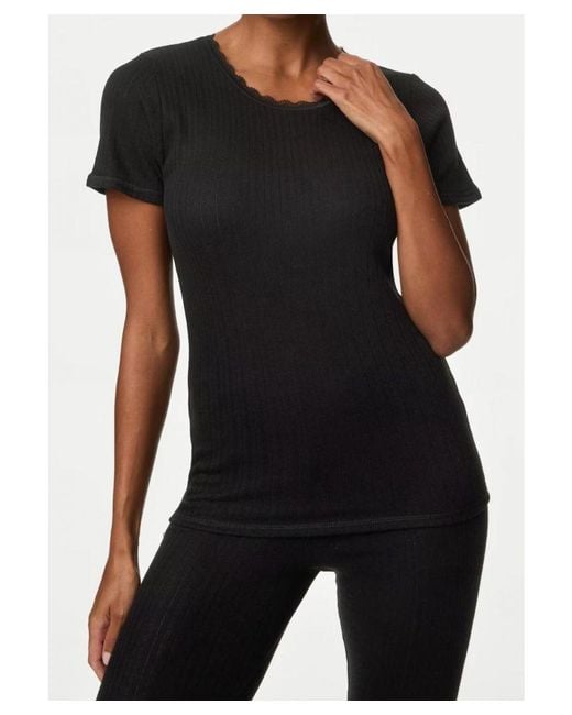 Marks & Spencer Gray 2 Pack Thermal Pointelle Short Sleeve Tops