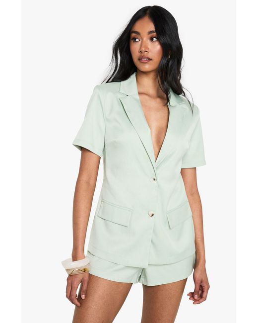 Boohoo White Tailored Short Sleeve Structured Romper