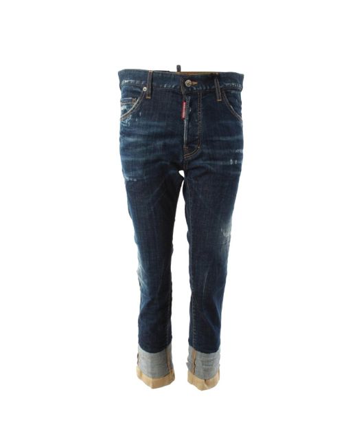 DSquared² Blue Cool Guy Cropped Dark Denim Pants Cotton for men