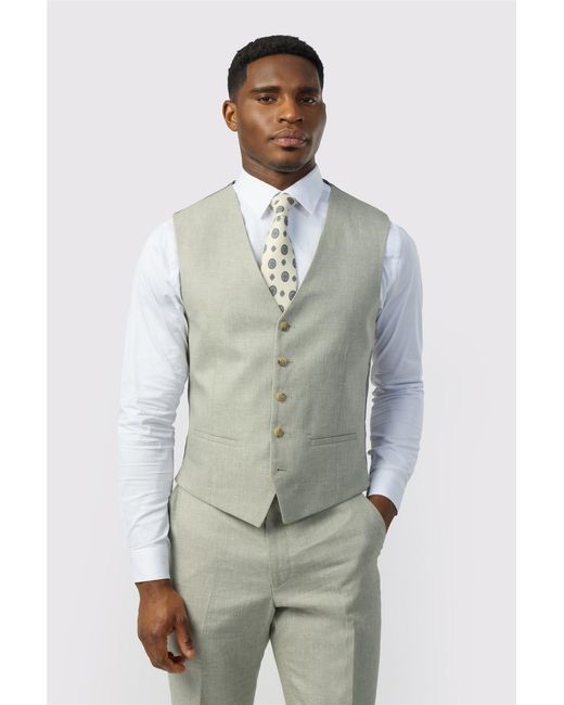 Ted Baker Green Single Breasted Five Button V-Neck Tailored Suit Waistcoat for men