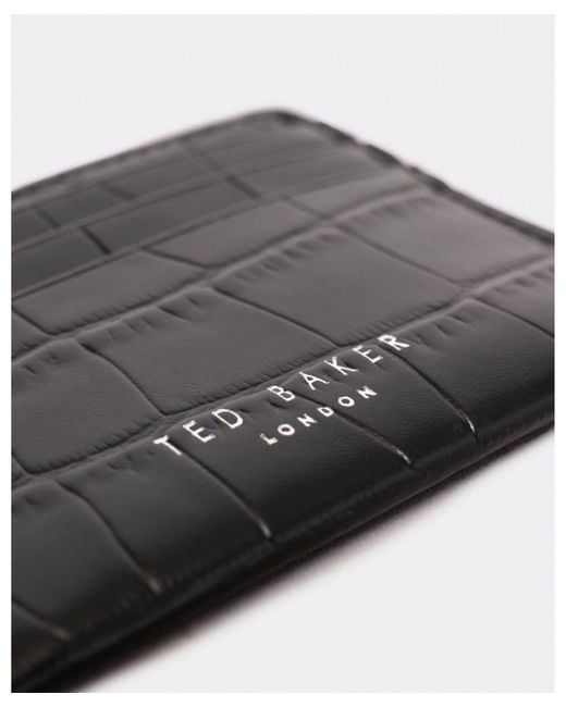 Ted Baker Black Mxw Fabay Croc Effect Cardholder for men