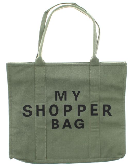 Wynsors Green Tote Shopper Bag Kylie Magnetic Popper Fastening Khaki