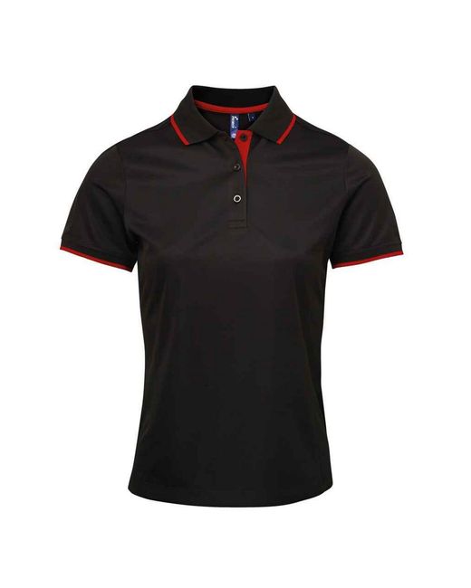 PREMIER Black Ladies Coolchecker Contrast Pique Polo Shirt