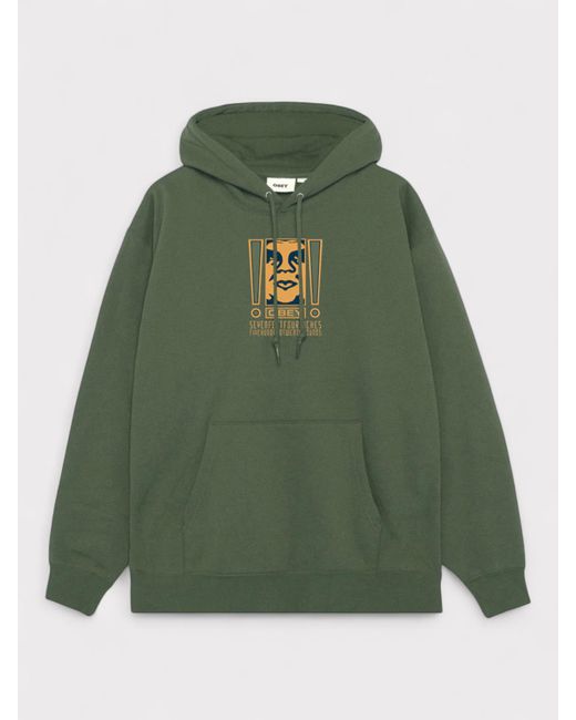 Obey Green Double Exclamation Pullover Hoodie Moss for men