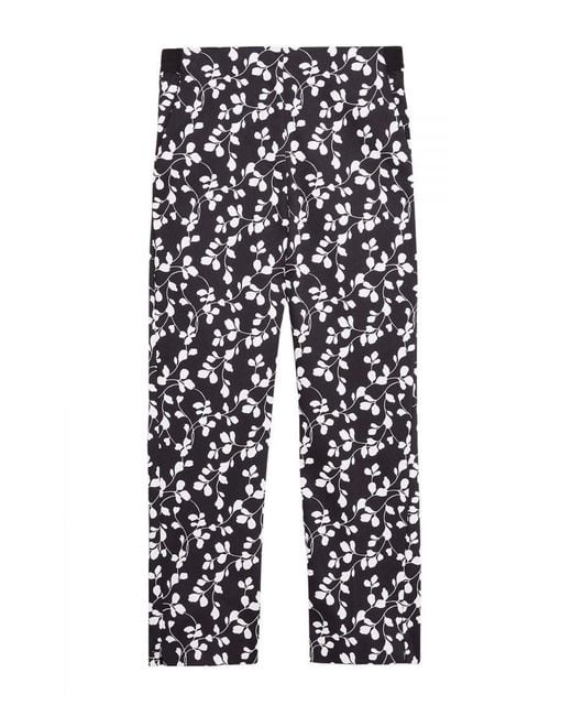 Marks & Spencer White Mia Slim Floral Crop Trousers Cotton